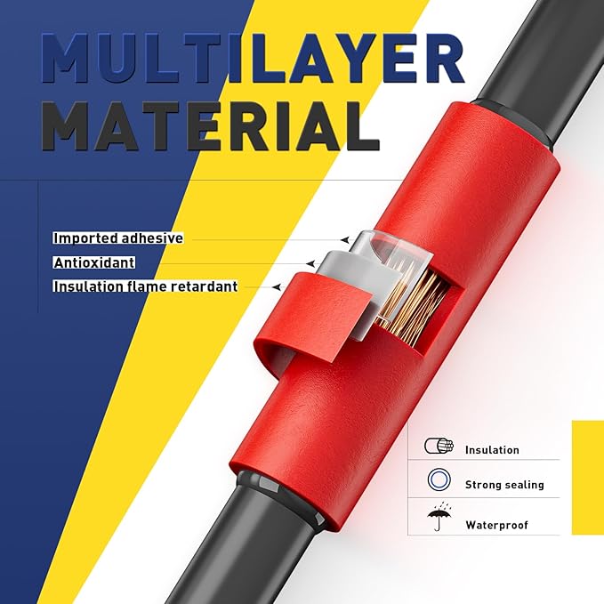 haisstronica 3:1 Heat Shrink Tubing, Shrink Ratio Adhesive Lined Marine Grade Heat Shrink Tube for Home, Automotive and Industrial (Red) 90FT 1/8inch