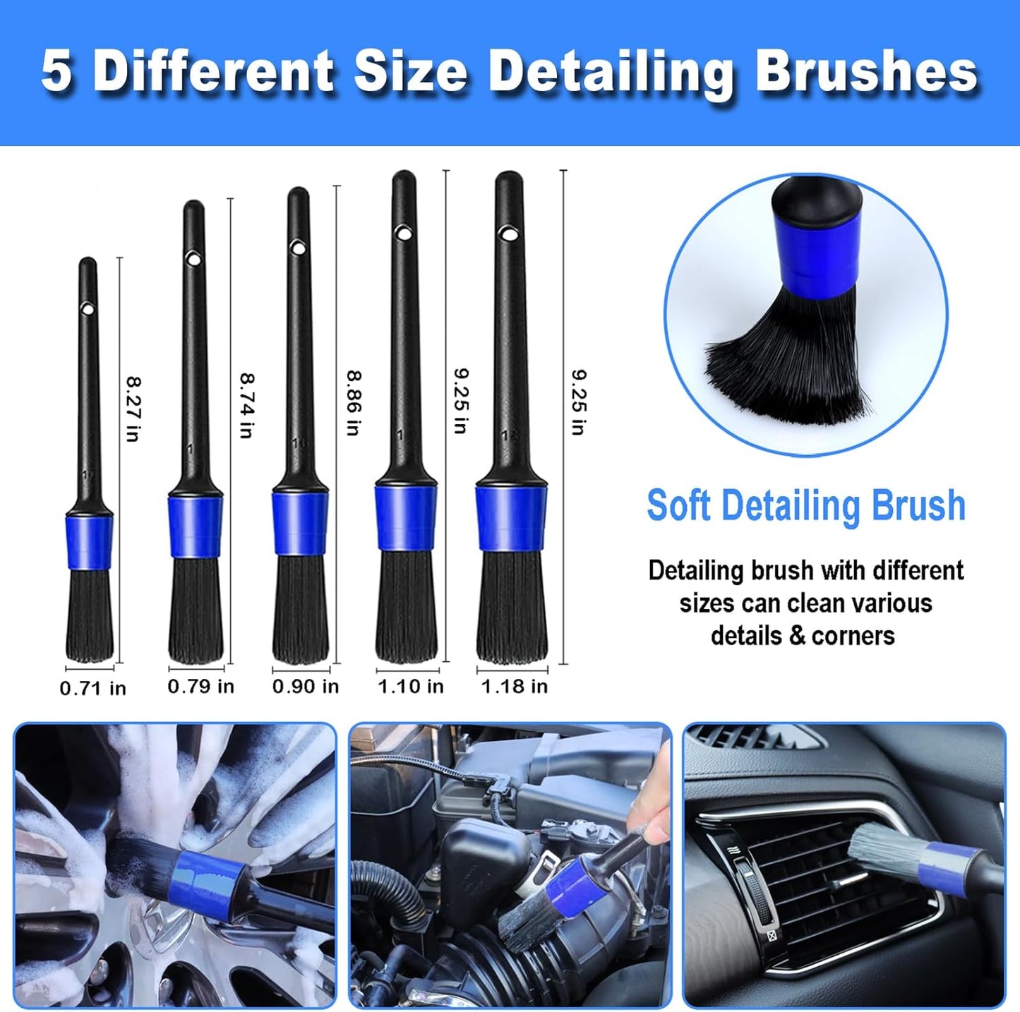 Windshield Cleaner Tool, 15Pcs Car Interior Detailing Kit, Car Cleaning Kit Interior Cleaner, Car Detailing Brushes, Car Cleaning Gel, Car Cleaning Supplies Tools Accessories for Women, Men, Interior