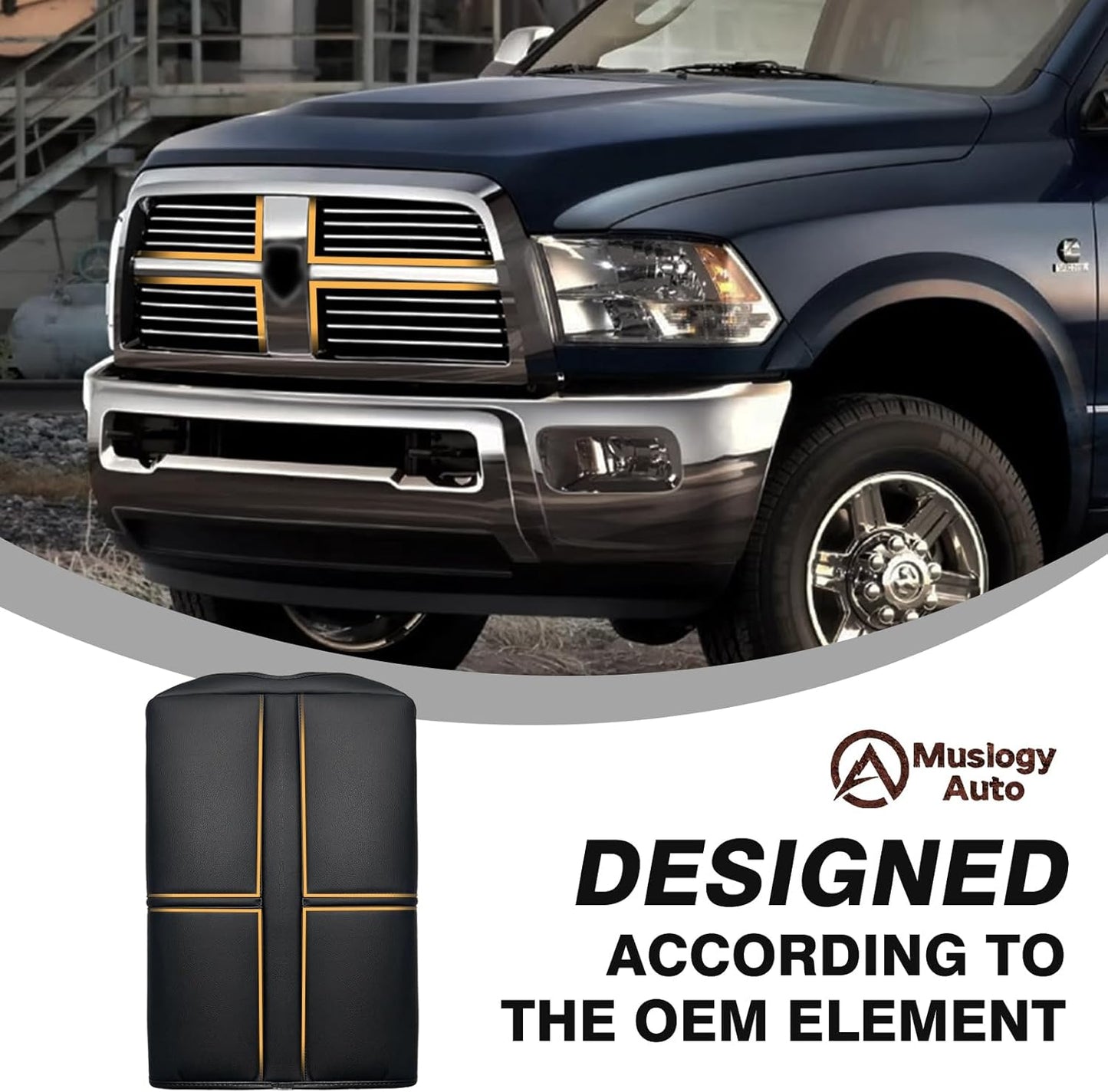 Muslogy Center Console Armrest Cover Compatible with Dodge Ram1500/2500/3500 2002-2012 Comfort Armrest Pad Arm Rest Cushion Vegan Leather Protector Regular Thick(Jump Seat ONLY)