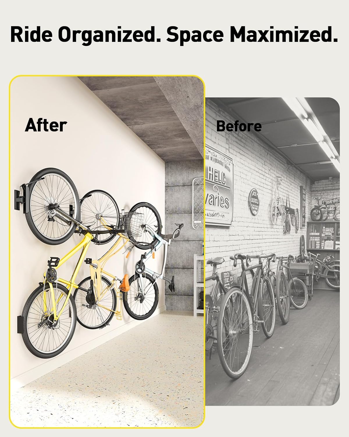 AM alphamount Swivel Bike Wall Mount, Metal Wall Bike Rack with Durable Sleeves, Space-Saving Vertical Bike Rack with 180° Swivel for Home and Garage, Bike Storage Hanger Mount Up to 66 lbs, 1-Pack