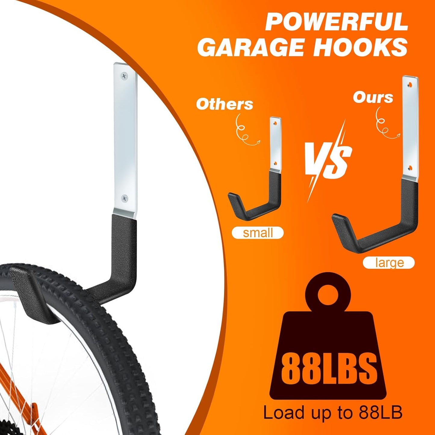 Ladder Hangers for Garage Wall Garage Hooks Heavy Duty Wall Hooks Set of 4 Tool Organizers and Storage Wall Mount Garage Storage Utility Rack Tool Holder for Garage Garden Shed Shop Bike