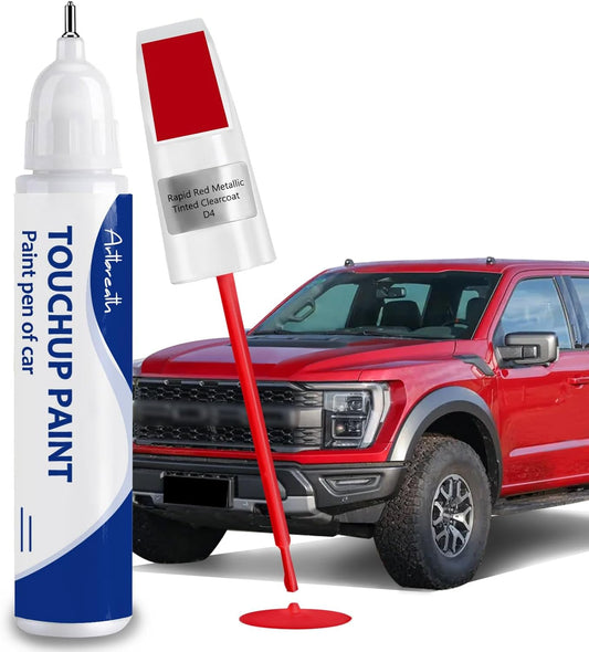 Rapid Red Metallic Tinted Clearcoat(D4) Touch Up Paint for Ford -Exact Match–Chips and Nicks Car Paint Scratch Repair Kit Automotive Paint Pen for F-150/Mustang/Transit/Explorer/Ranger/Escape/Edge