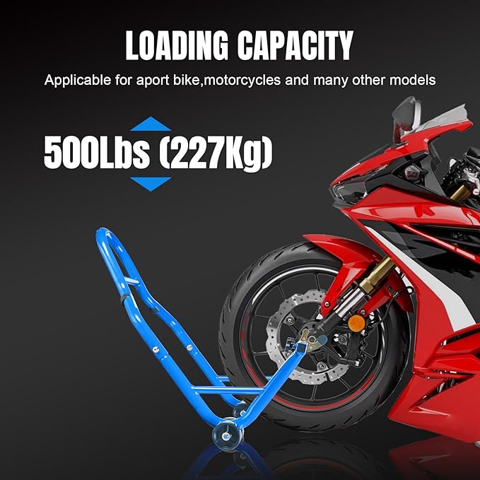 Motorcycle Stand Rear Combo Wheel Lift Stand, 500Lbs Capacity,Swingarm Spool Paddock Stand for Sport Bike,Fit for Yamaha, for Honda, Suitable for Kawasaki Light Blue
