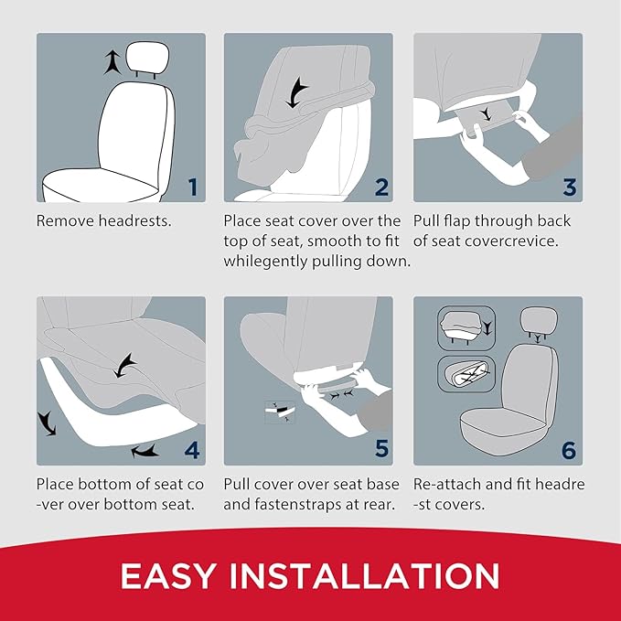 Rubbermaid Car Seat Cover, Leather & Air-Cool Mesh Front Seat Cover, Airbag Compatible, Slip-On Installation, Automotive Seat Cover Universal Fit for Most Cars, Trucks, SUVs-Blue