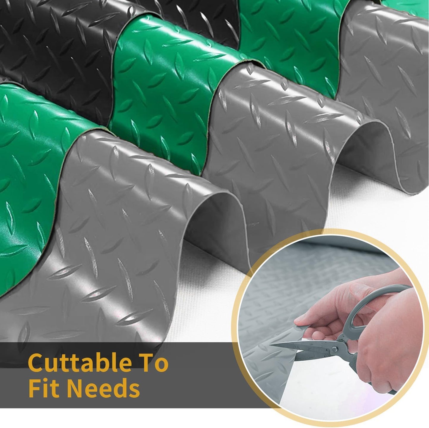 Premium Garage Floor Mat, Commercial Grade Heavy Duty Parking Mat for Garage Floor, Golf Cart Parking, Water/Stain Resistant Floor Runner (Grey Diamond, 2 Rolls x 4 x 10 Feet)