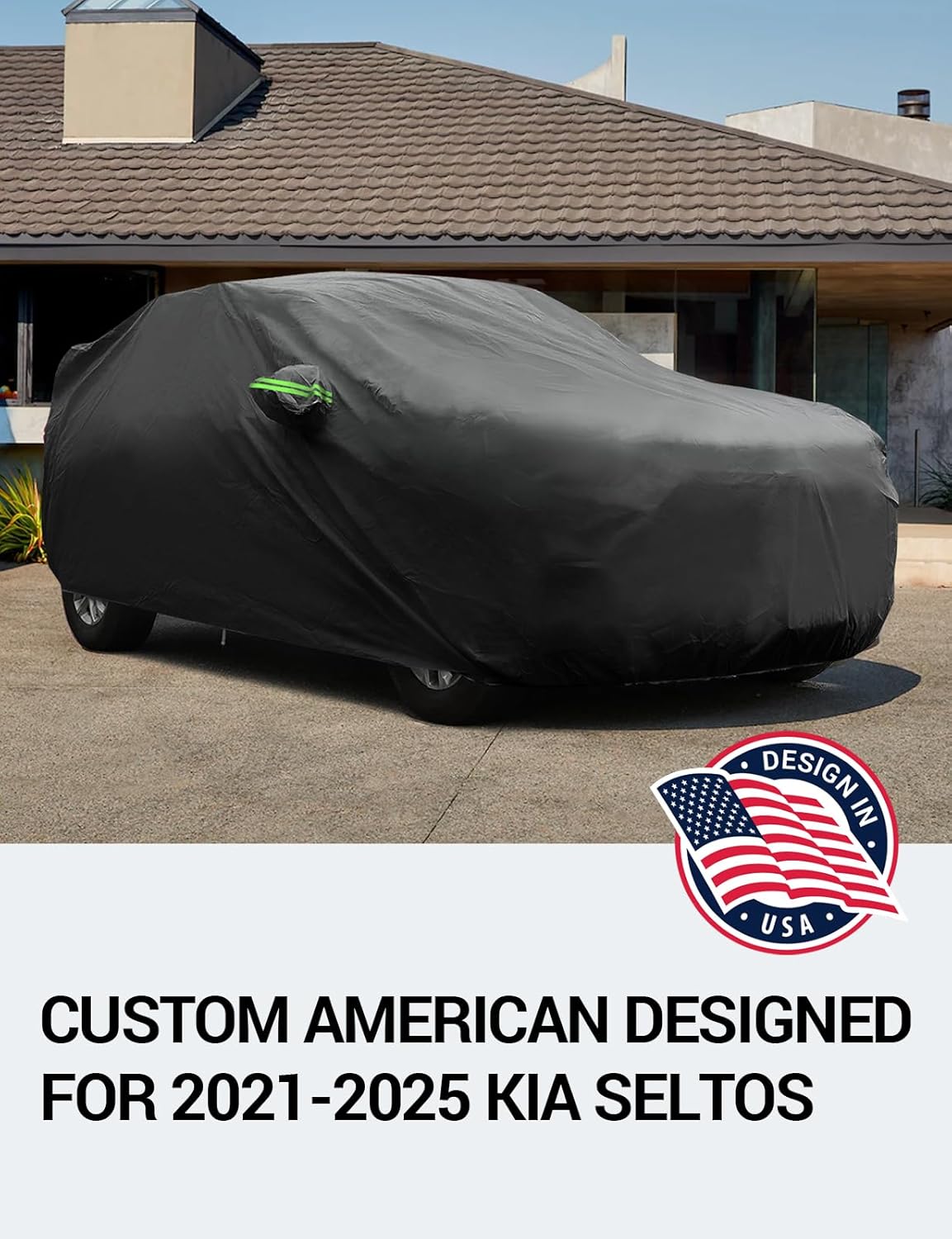 Proadsy 2025 Upgrade Car Cover Custom Fit for Kia Seltos 2021-2025, Waterproof All Weather for Automobiles, Full Exterior Cover Rain Snow Sun Protector Indoor Outdoor Car Cover