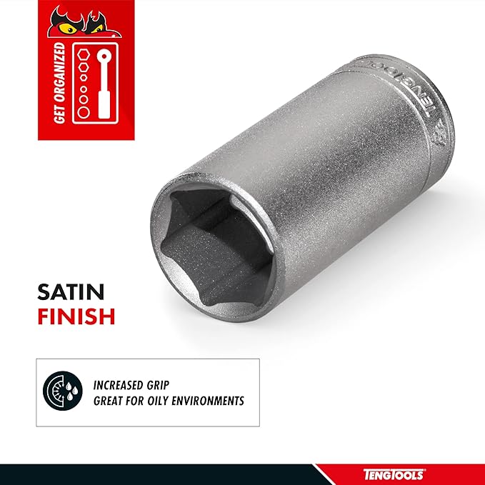 Teng Tools 5/16 Inch 6 Point SAE Deep 1/4 Inch Drive Chrome Vanadium Socket | Mechanic Tool | Hand Tool - M140210-C