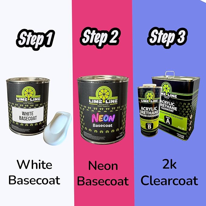 LiME LiNE Automotive Neon Basecoat Paint - Custom Paint for Cars, Trucks and Motorcycles Mix 1:1 with Urethane Reducer (Neon Purple, 1 Quart)