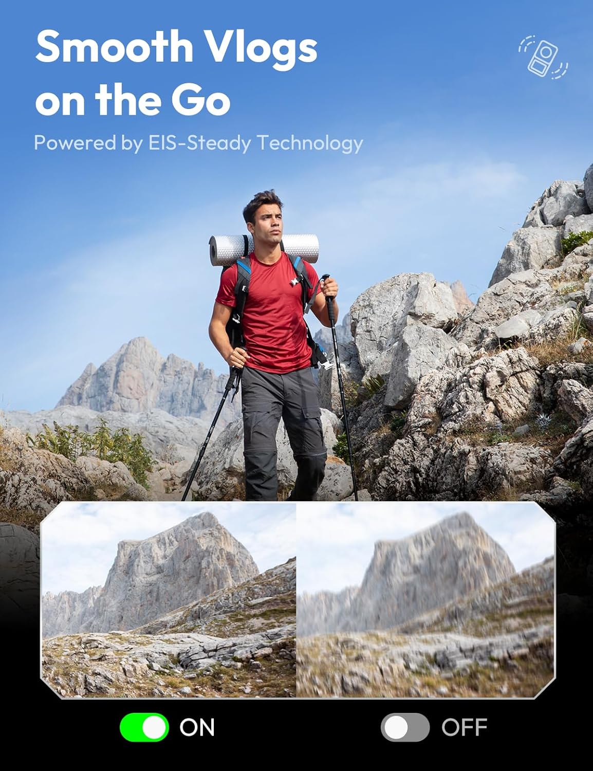 Action Camera 4K 20MP, Dual Use Action Camera and Dash Cam, Waterproof, EIS Stabilization, with 64GB SD Card, 170°Wide Angle Helmet Camera for Vlog or Recording Car Journey