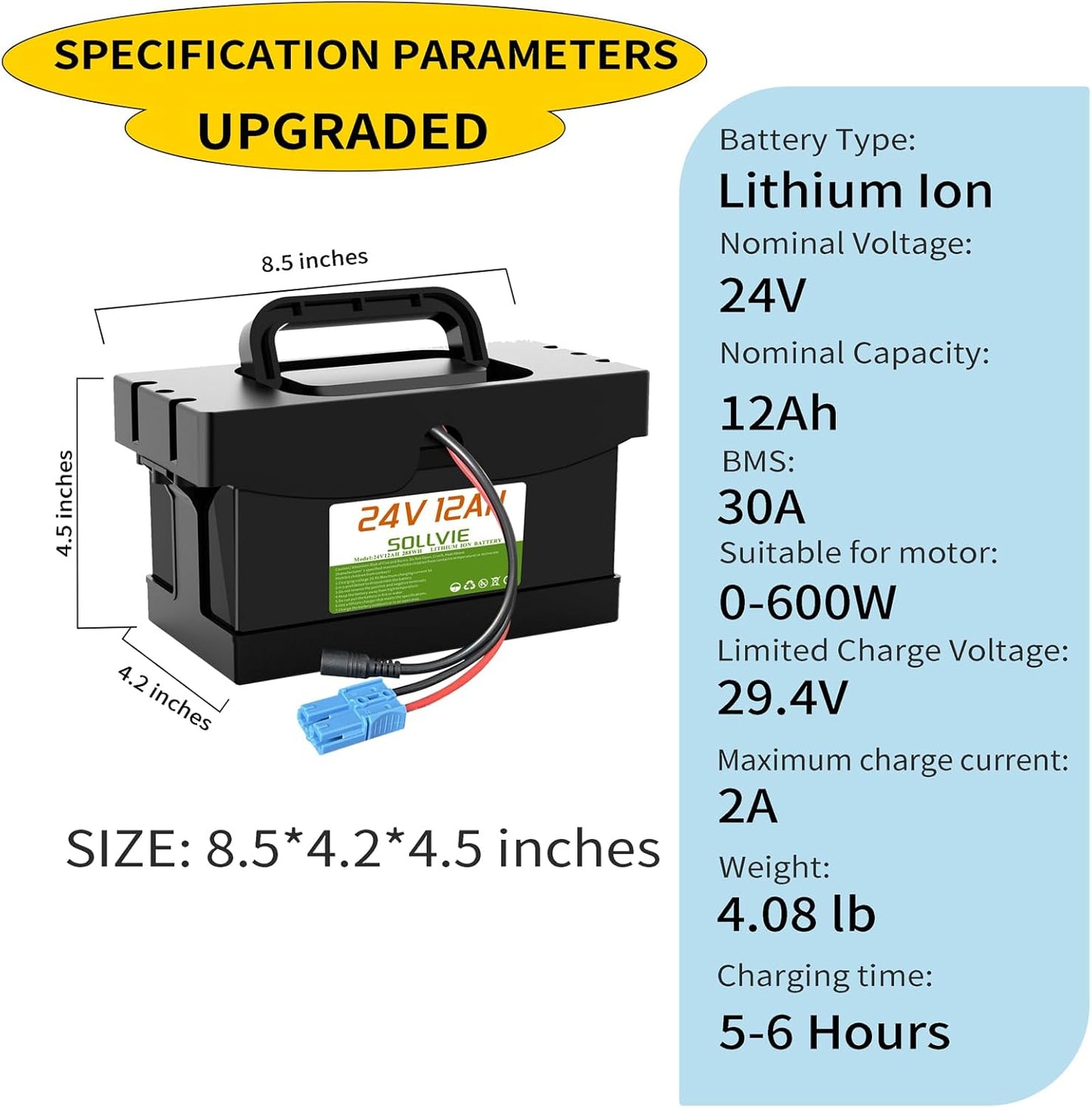 24V Battery Replacement for Ride On Cars,12Ah/7Ah with 2A Fast Charger, compatible with Dynacraft Realtree UTVs(24V 12Ah)