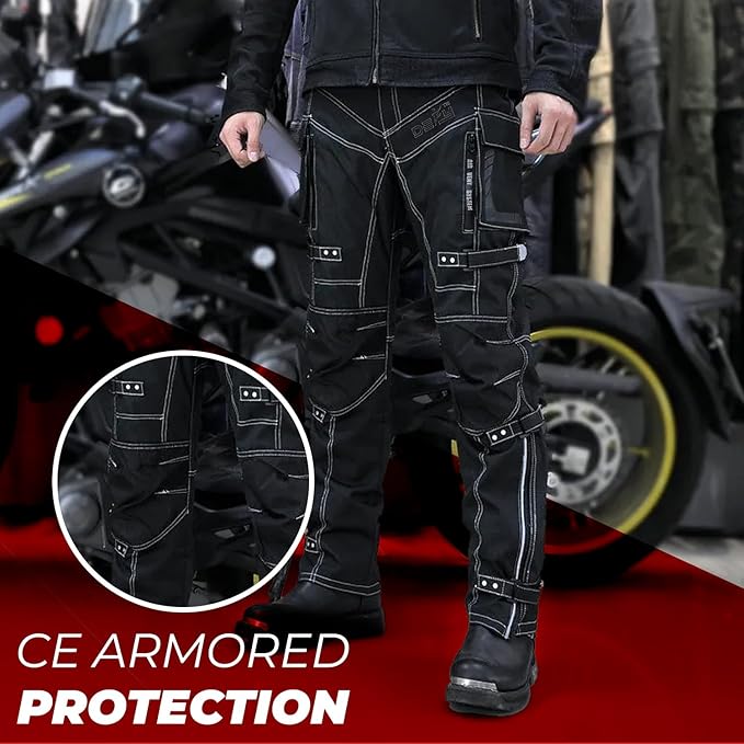 Motorcycle Pants for Men Dual Sport Motorbike Pant Waterproof, Windproof Riding Pants All-Weather with Removable CE Armored