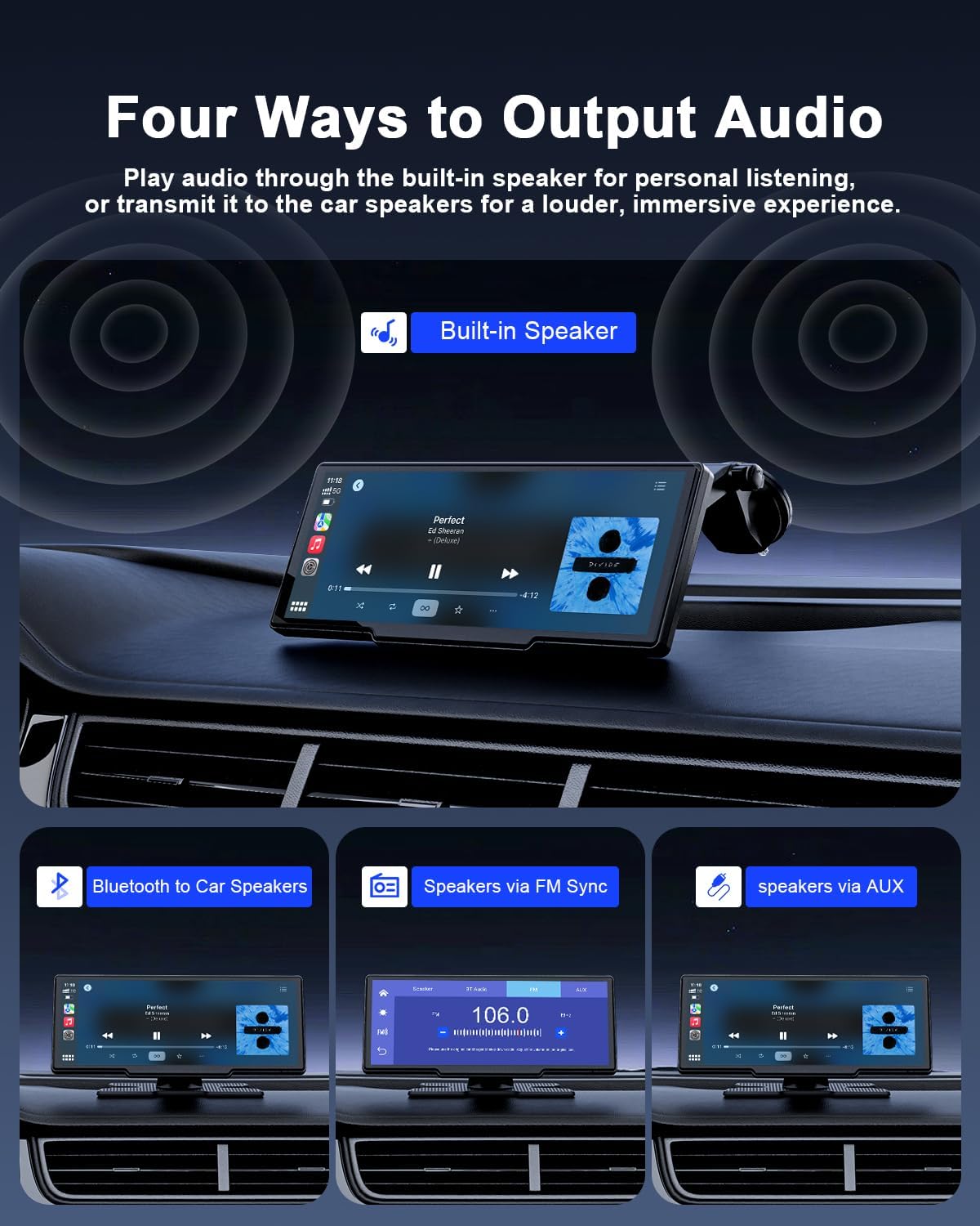 8.1'' Wireless Apple Carplay Screen for Car, Android Auto with Backup Camera, Portable Car Stereo Touchscreen with OTA/GPS Navigation/Mirror Link/Voice Control/Bluetooth/AUX/FM/WiFi