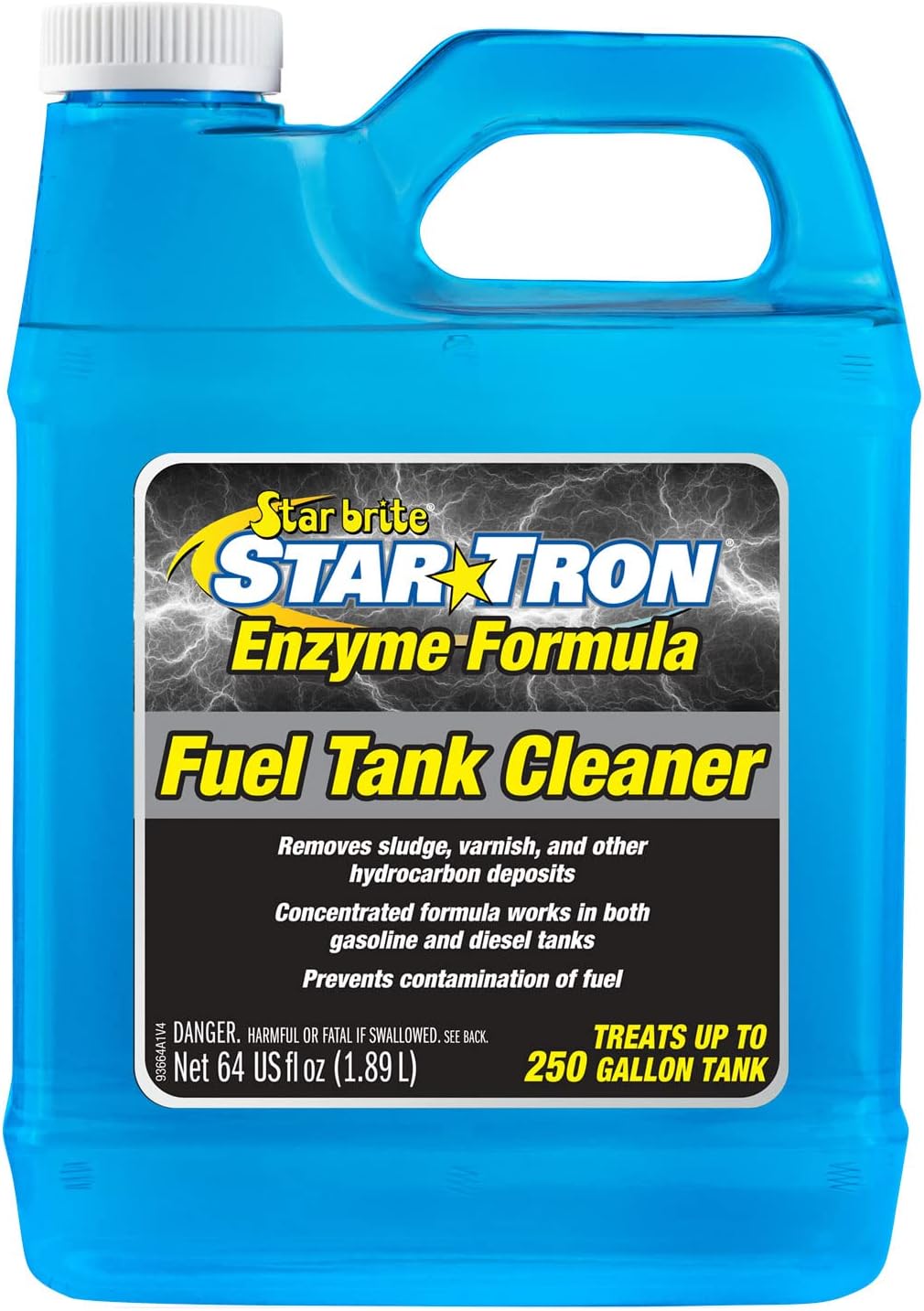 STAR BRITE Star Tron Fuel Tank Cleaner - Remove Sludge, Varnish & Other Deposits - Rejuvanate Old, Stale Fuel - Concentrated Formula Works In Gas Tanks & Diesel Tanks - 64 OZ (093664) , blue