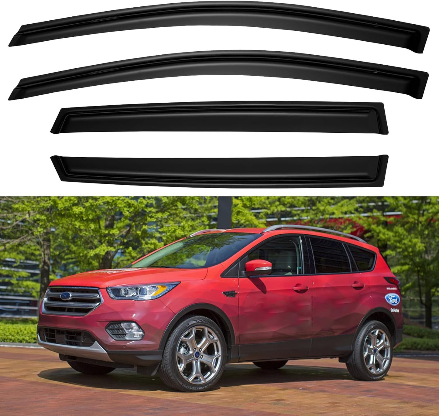Window Visors Rain Guards Shield for 2013 2014 2015 2016 2017 2018 2019 Ford Escape, Out-Channel Window Vent Wind Deflectors Visors Shades for 13-19 Escape