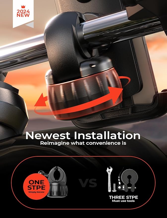LISEN Motorcycle Phone Mount [2025 Upgrade] Bike Phone Mount- Motorcycle Handlebar Cell Phone Clamp, Scooter Phone Clip for iPhone 16 Pro Max/Plus, 15 Pro Max, S9 S10 and 4.7" to 6.8" Smartphones