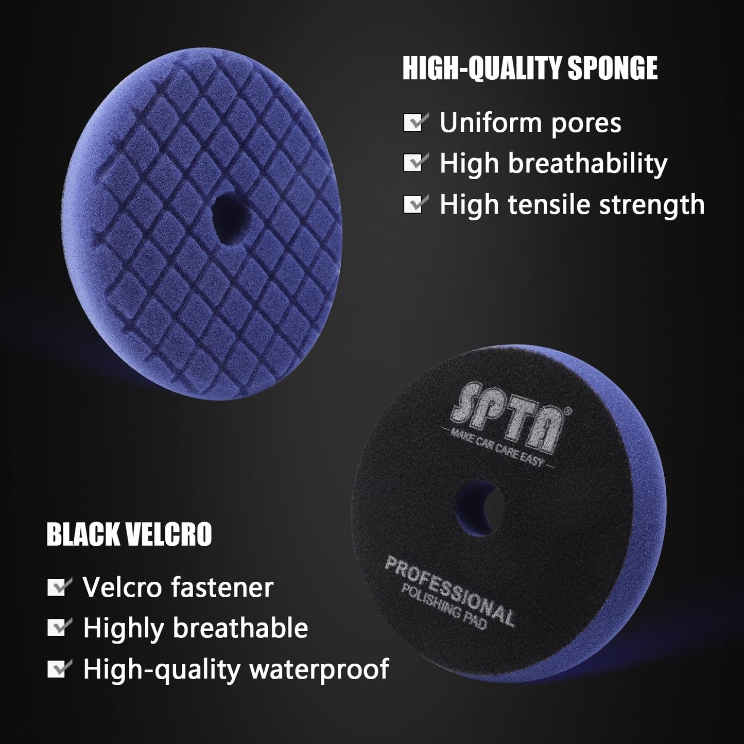 SPTA Buffing Polishing Pads Kits, with 3Pcs 5.5 Inch Polishing Pads,16oz Polishing Pad Cleaner, 2 Microfiber Towel and 1 Pad Cleaning Brush, All for Car Buffer Polisher, Polishing and Buffing