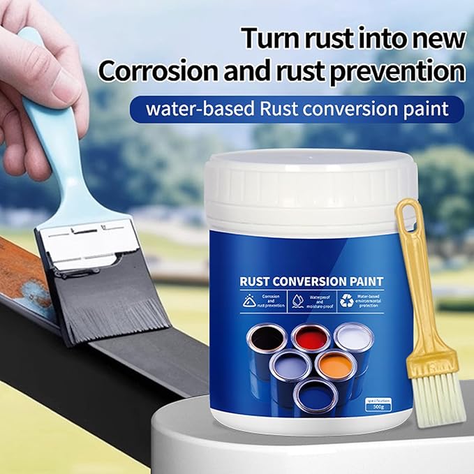 Weatherproof Rust Converter Paint for Metal, Rust Remover for Metals, Rust Conversion Paint, Rusts Paints for Metals with Brush (300g,Blue)
