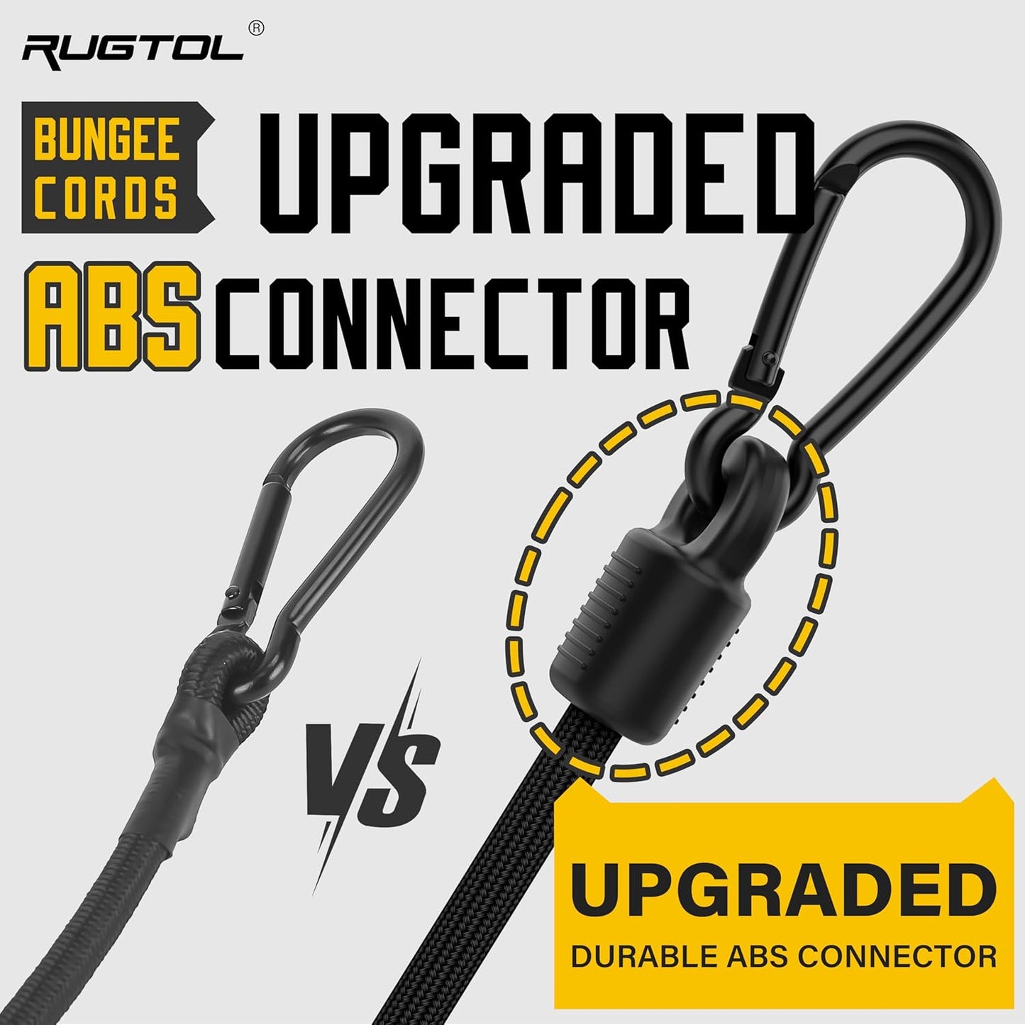 Upgraded Adjustable Bungee Cords with Hooks, 6 Pack Heavy Duty Outdoor Carabiner Bungee Cord, Black Super Elastic Bungee Straps Easily Adjust from 7" to 24", Great for Cargo, Camping, Bike Racks, Tent