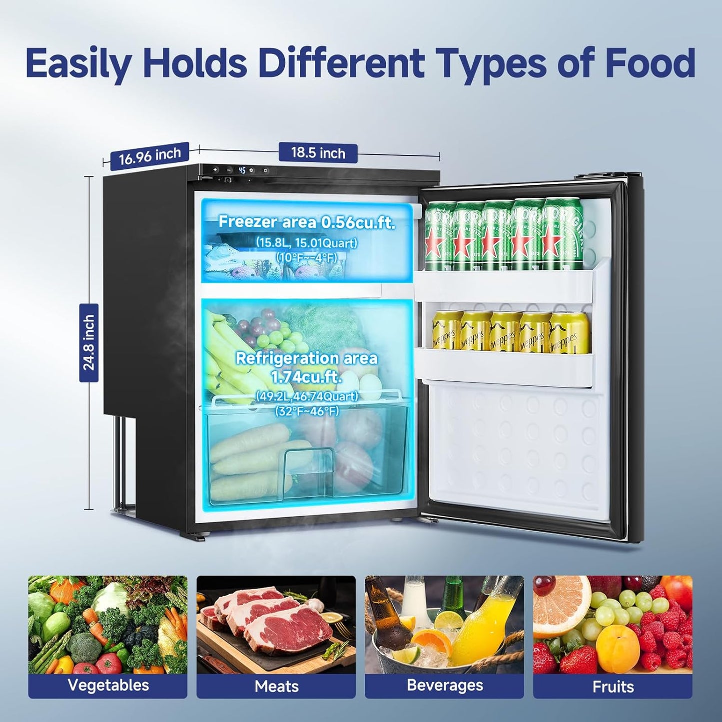 BODEGACOOLER 12 Volt Refrigerator, RV Refrigerator APP Control, 65L(2.3cu.ft.) RV Fridge Freezer, Car Refrigerator with Lock, (4℉-46℉) Travel Compressor Cooler 12/24V DC for Truck, RV, Camping