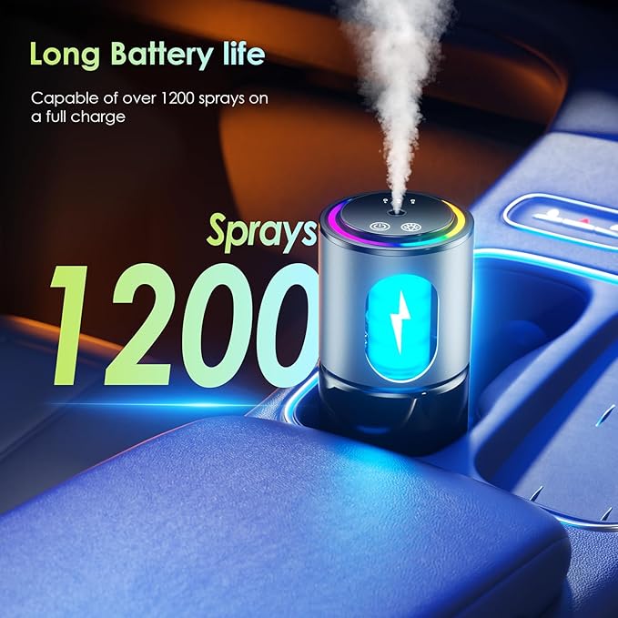 Car Air Freshener, Smart Car Air Freshener, RGB Music Syncing Light, Diffuser 150ml Capacity for 6 Months, Auto On/Off, Three Adjustable Modes (Cologne)