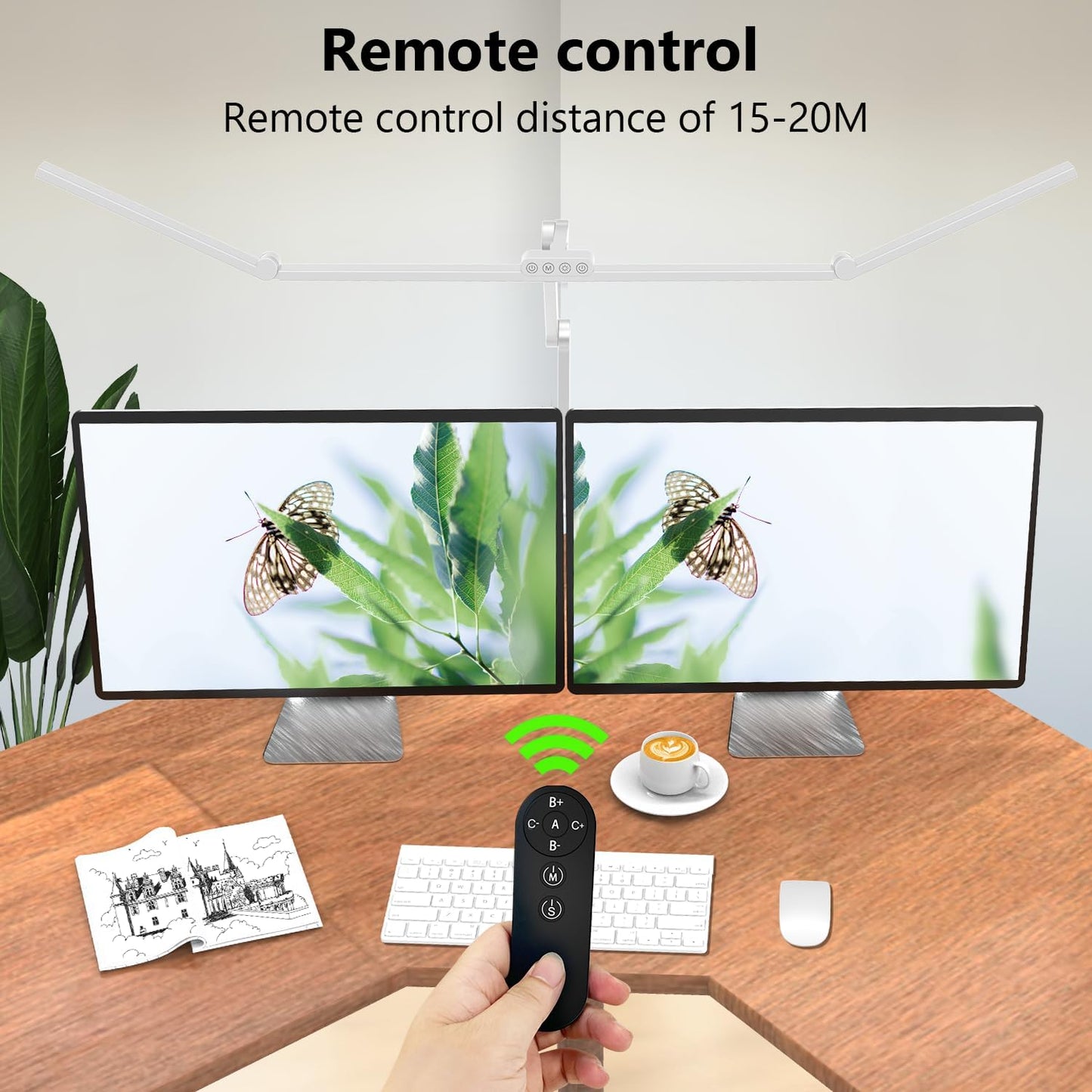 36W Ultra Bright Architect Desk Lamp with Clamp, Tall Overhead Rotatable Led Desk Light for Home Office, 47Inch Long Adjustable Monitor Light Bar with Remote for Computer Screen Desktop Table