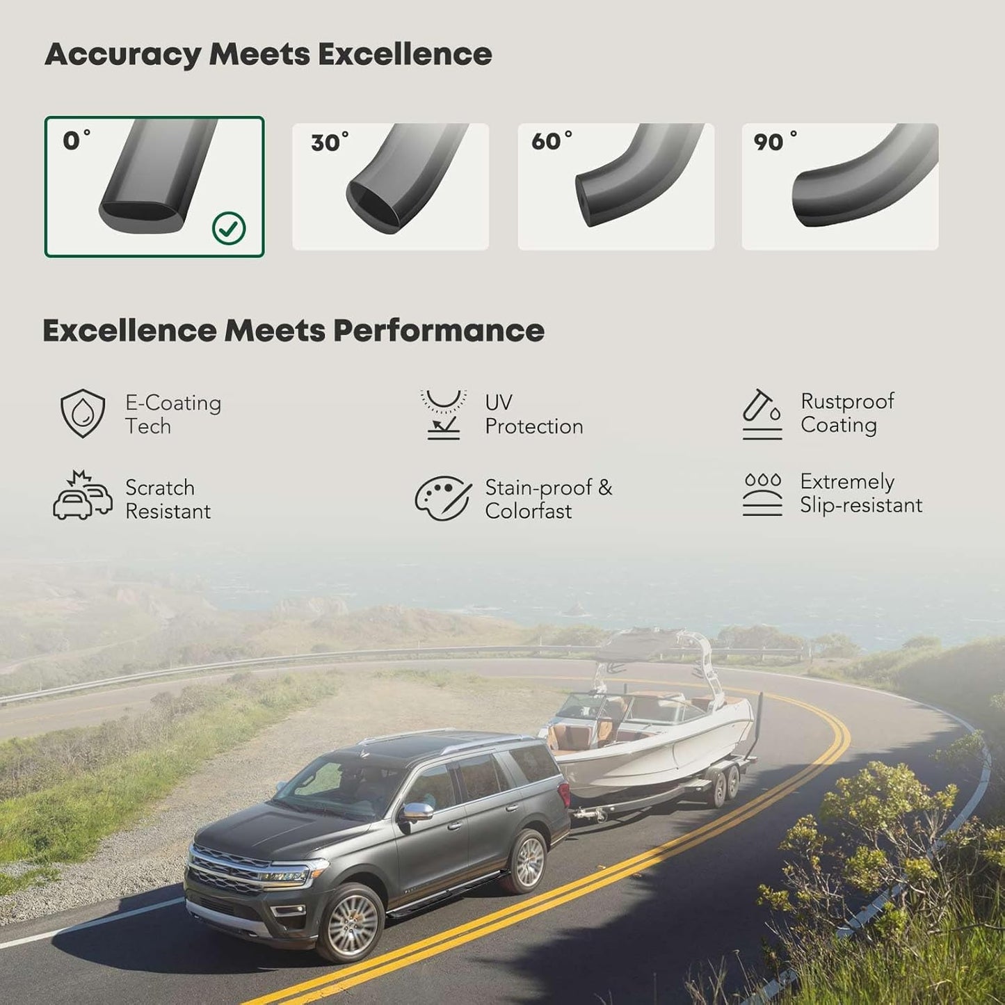 YHTAUTO 5 Inch Running Boards Side Step Bars Fit for 2019-2024 Chevy Silverado & GMC Sierra 1500/2500 HD/3500 HD - Standard/Regular Cab, Carbon Steel Black Powder Oval Straight Truck Step Rails