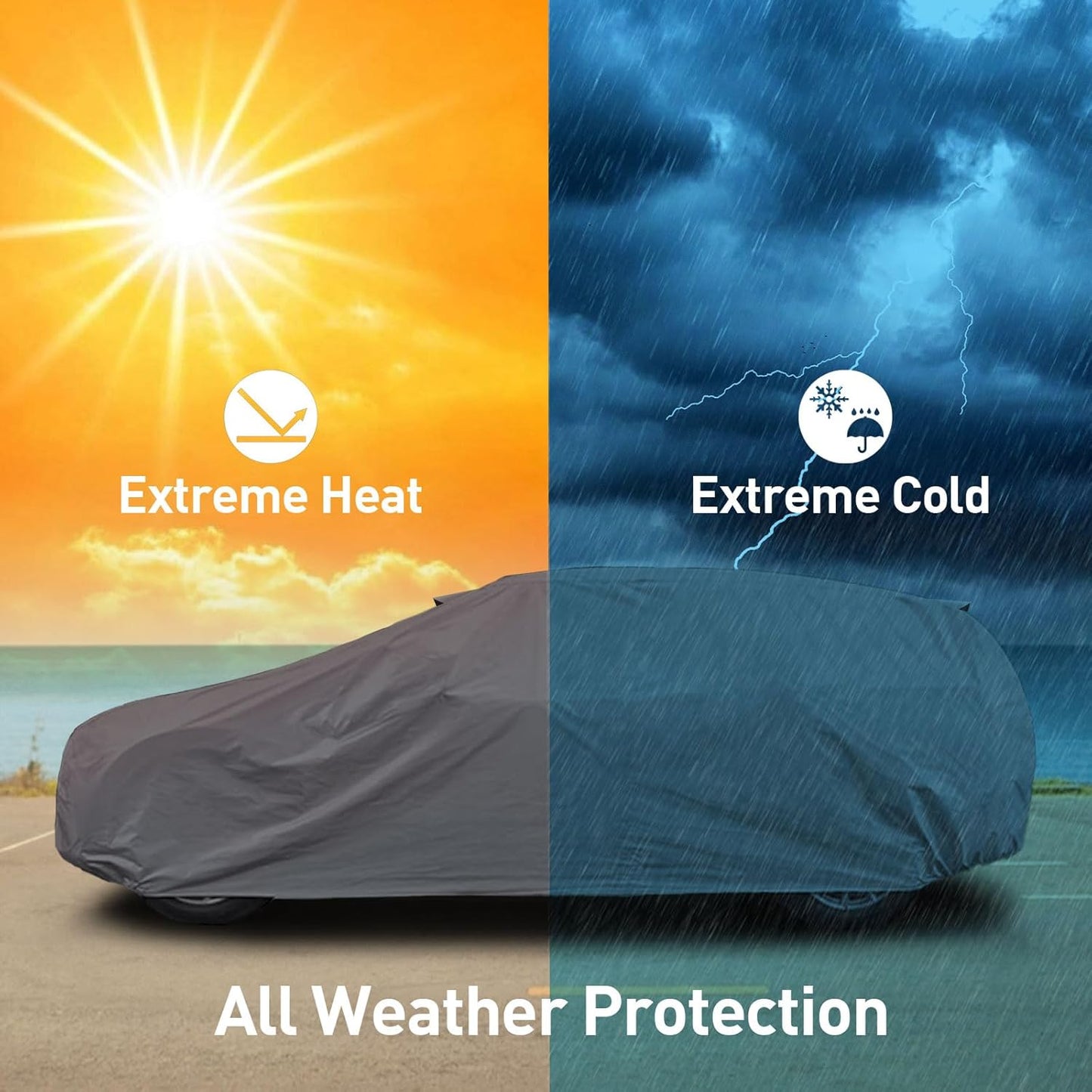 USCarCover Supreme Car Cover for Jeep Willys 1940-1957 SUV 2-Door All Weather Protection Semi Custom Fit Full Coverage Dust, Sun, Snow, Rain, Hail Protection IndoorOutdoor gray Small