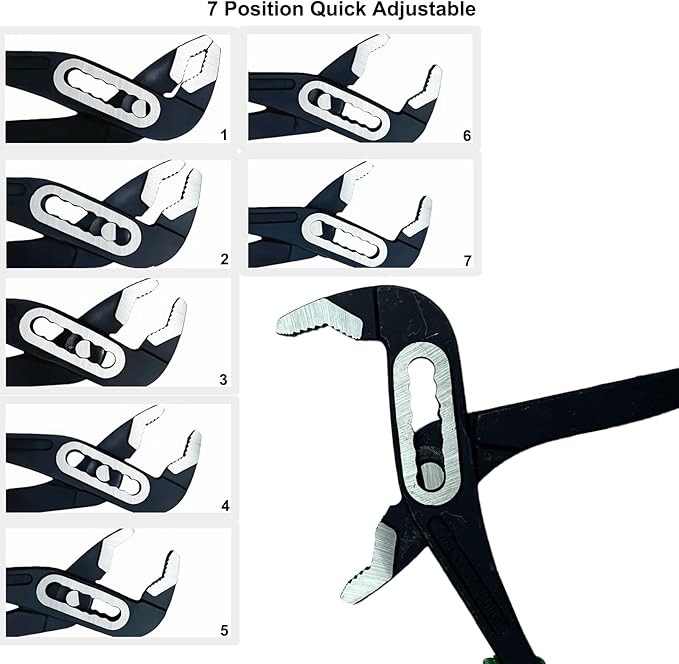 10 Inch Water Pump Pliers 7 Position Quick Adjust Groove Joint with V Jaw CR V Steel Tongue and Groove Plier TPR Handle for Plumbing Automotive and Home Repair