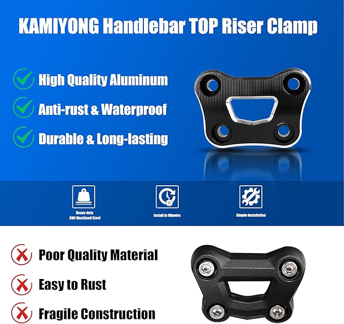 Handlebar Riser Cover Clamp for Can Am Spyder F3 F3S F3T 2015-2024 Spyder RT RTS 2020-2024; Aluminum Handle Bar Top Riser Clamp for Can Am Spyder Accessories