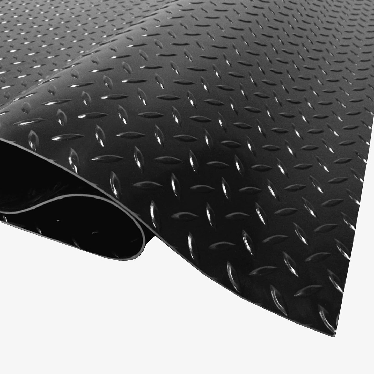 IncStores 2.5mm Thick Commercial-Grade Nitro Roll Garage Floor Mat | Flexible Vinyl Floor Mat for a Stronger and Safer Garage, Workshop, or Trailer | Diamond-Plate, Midnight Black, 10' x 140'