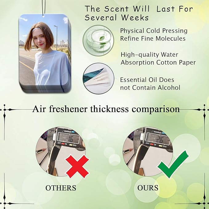 Bulk 10-100Pcs Custom Photo Car Air Freshener – Double-Sided Personalized Hanging Decor for Rear View Mirror, Long-Lasting Fragrance Ornament, Unique Gift for Car Owners (Square)