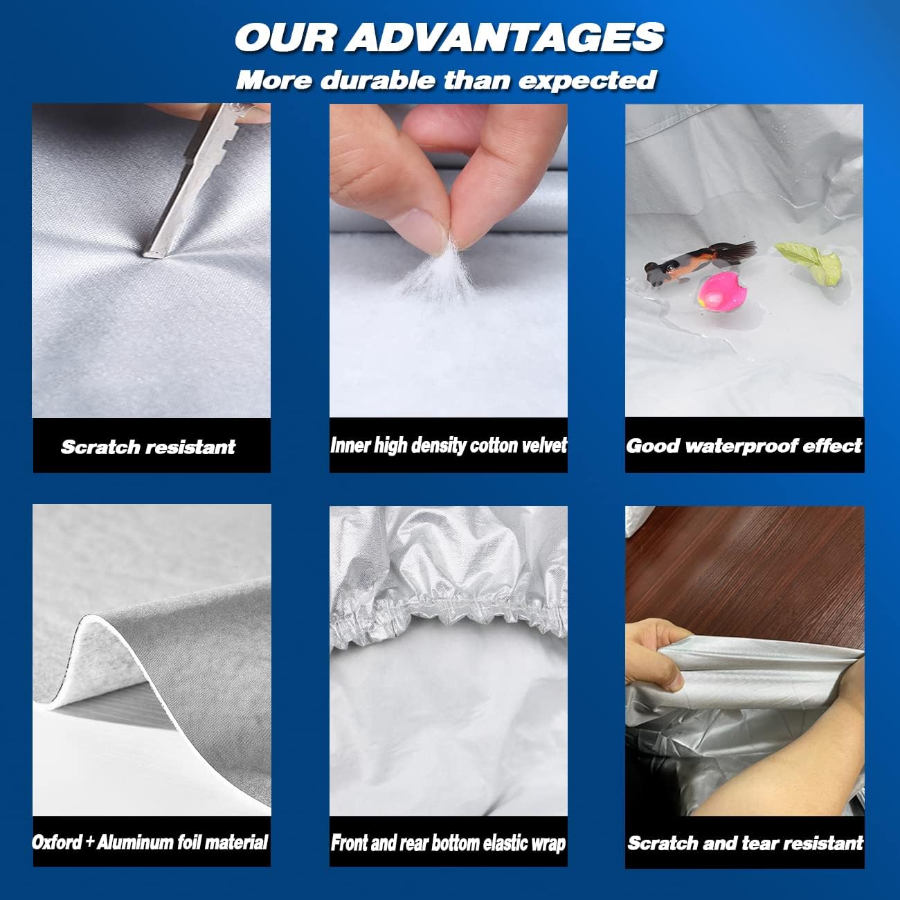 TUCAREST 6 Layers Full Car Cover for Sedan/Wagon/Coupe/Hatchback - Waterproof, Insulated, Anti-UV, Snow-Proof, Anti-Wind, All-Weather, Thickened Protection, up to 198 in