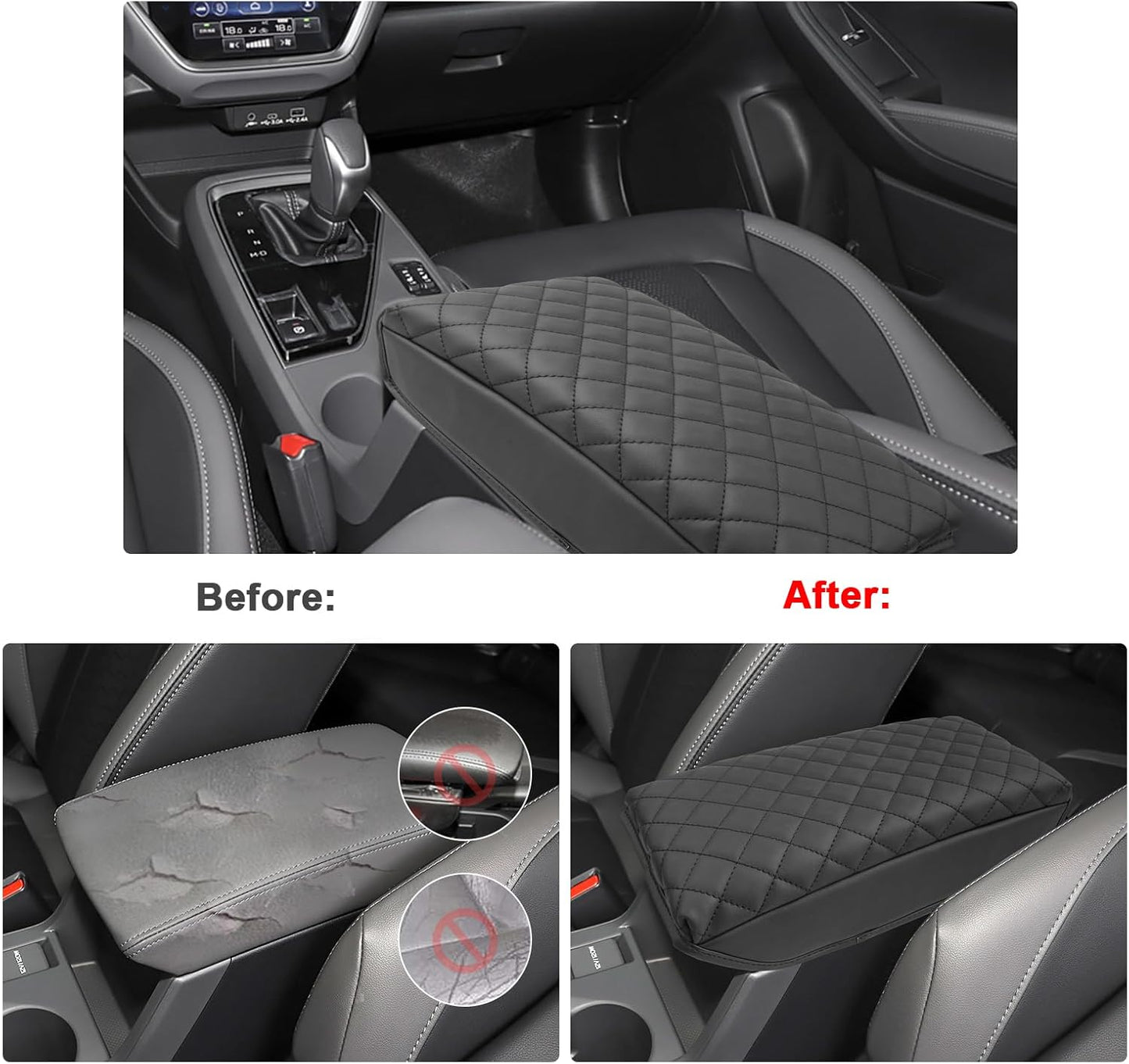 SXCY for 2024 2025 Crosstrek Armrest Cover (Thickened) for Subaru Crosstrek 2025 Accessories 2024 2025 Crosstrek Center Console Cover 2025 Crosstrek Middle Console Cover (Checked Pattern)