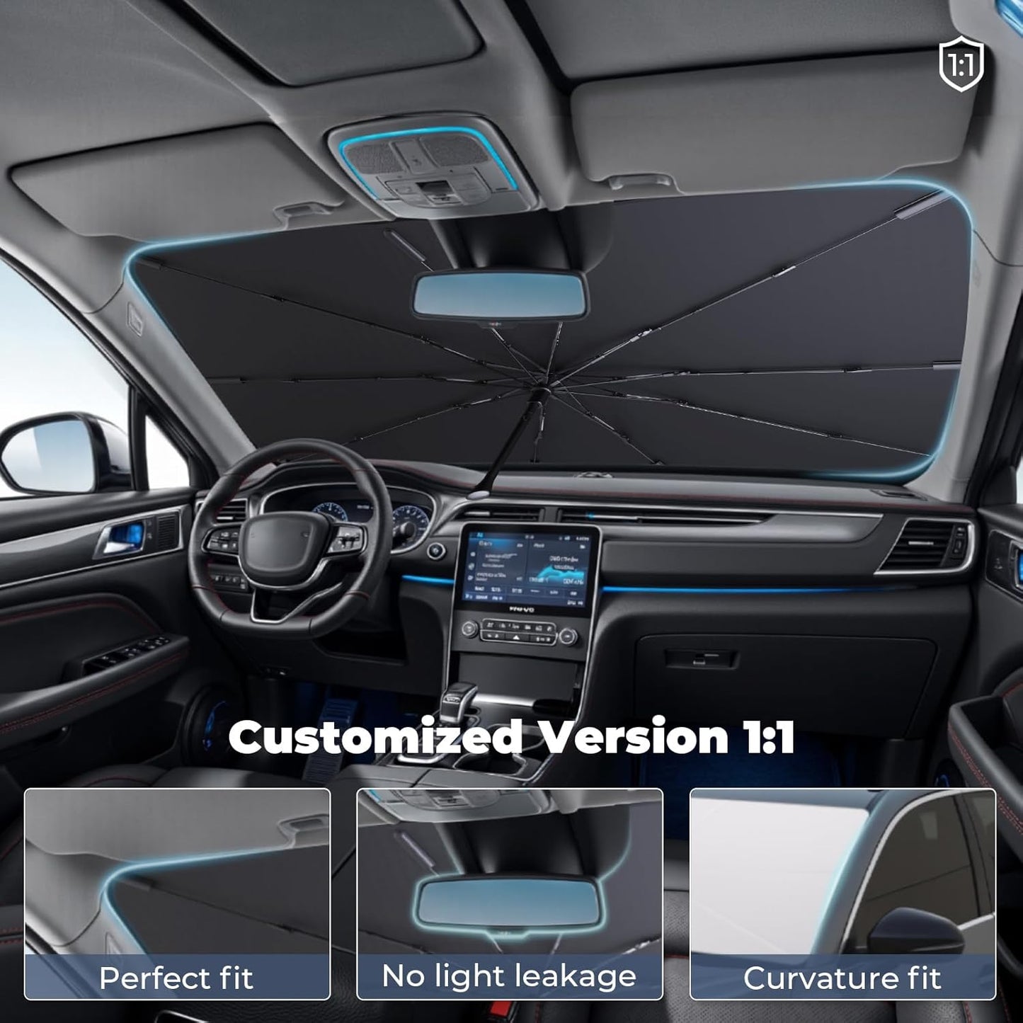 Windshield Sun Shade Umbrella for 2016-2022 BMW X1 Accessories: Custom Fit 240T Silver, Double Thickened, Foldable Sunshade Front Window Sun Visor, Ultimate 99% UV Blocking for sDrive28i, xDrive28i