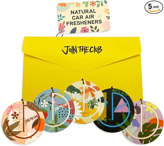 Join the Club Natural Essential Oils Car Air Freshener Hanging | 5 Pack Botanical Garden Luxury Scent | Non-Toxic Aromatherapy Car Air Fresheners for Women - Perfect for Cars and Small Spaces