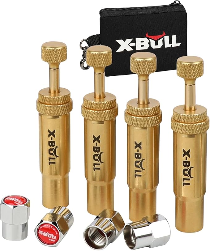 X-BULL New Automatic Tire Deflator,Adjustable Offroad Accessries,4pcs Auto-Stop Tire Air Down Tool Kit for 4 * 4 Vehicles
