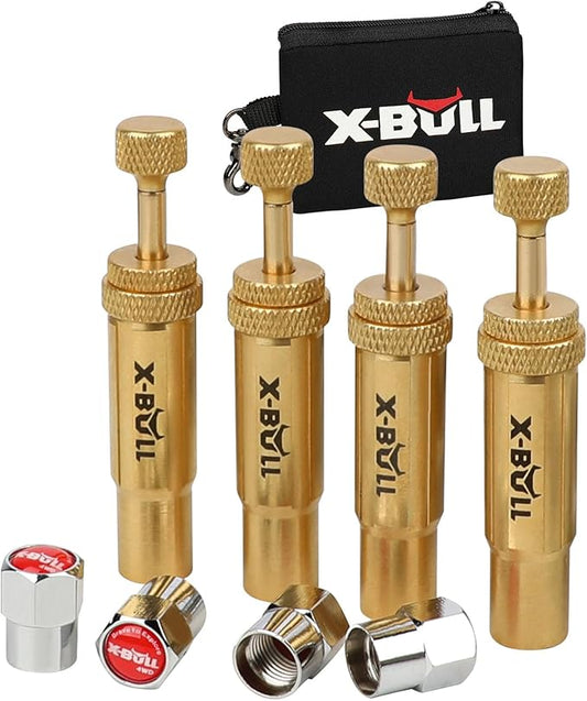 X-BULL New Automatic Tire Deflator,Adjustable Offroad Accessries,4pcs Auto-Stop Tire Air Down Tool Kit for 4 * 4 Vehicles