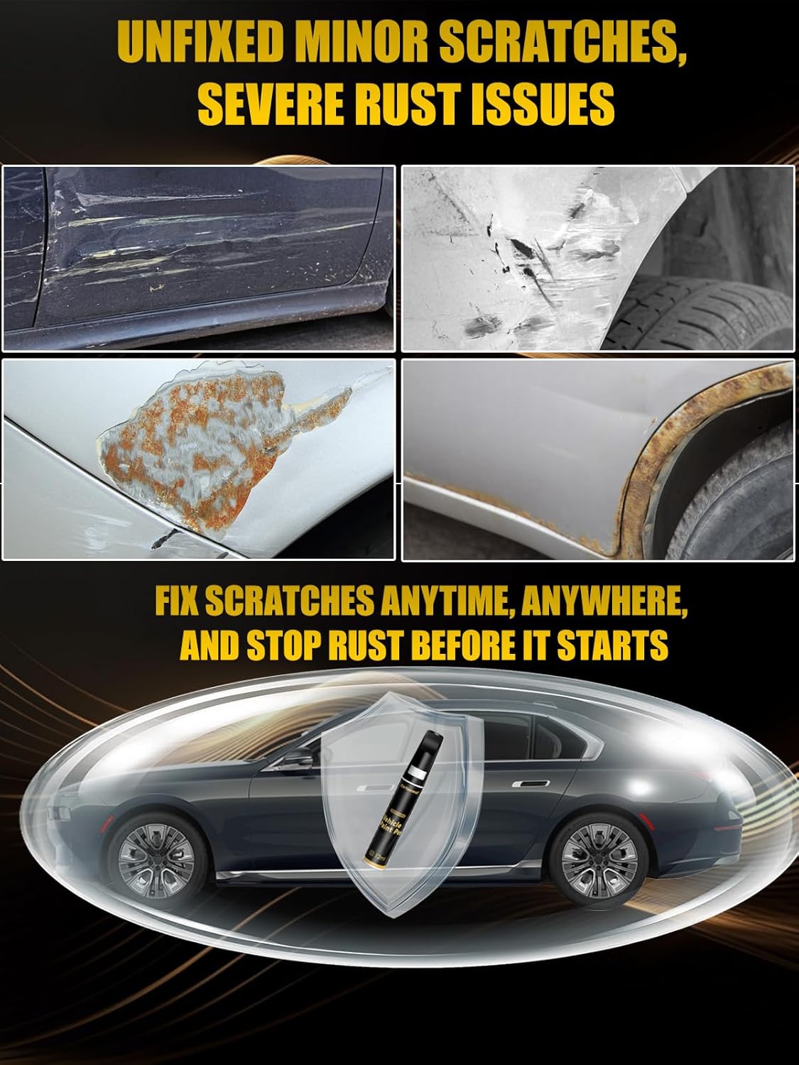 (LY9T/0E) Mythos Black Metallic Touch Up Paint Compatible with Audi, Exact Match Car Paint Pen Automotive Scratch Repair Remover Kit Quick & Easy Solution for Vehicle Chips and Nicks