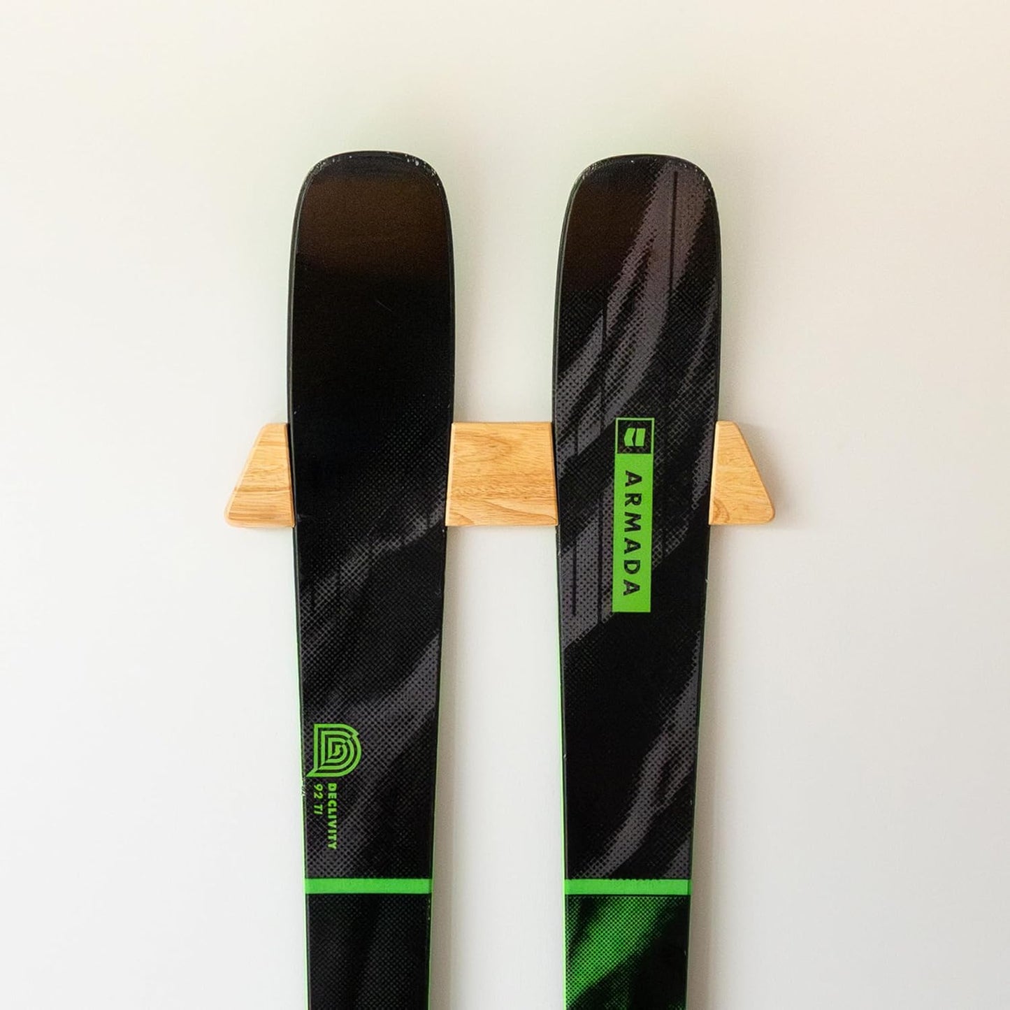 StoreYourBoard Minimalist Wood Ski Rack – Vertical Ski Storage Holder for Home & Garage, Solid Wood Ski Wall Mount Display Rack, Holds 50 lbs