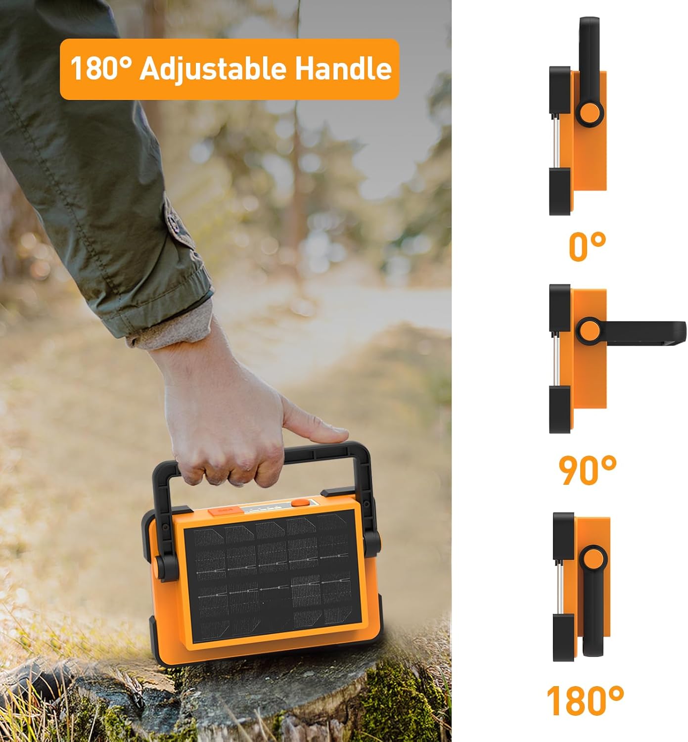 120W Solar Rechargeable Work Light, 144 LED 10000LM Led Work Light with 4 Modes, Portable Flood Light with Stand, IP66 Waterproof Outdoor Working Light for Emergency Mechanic Camping Repair (Yellow)
