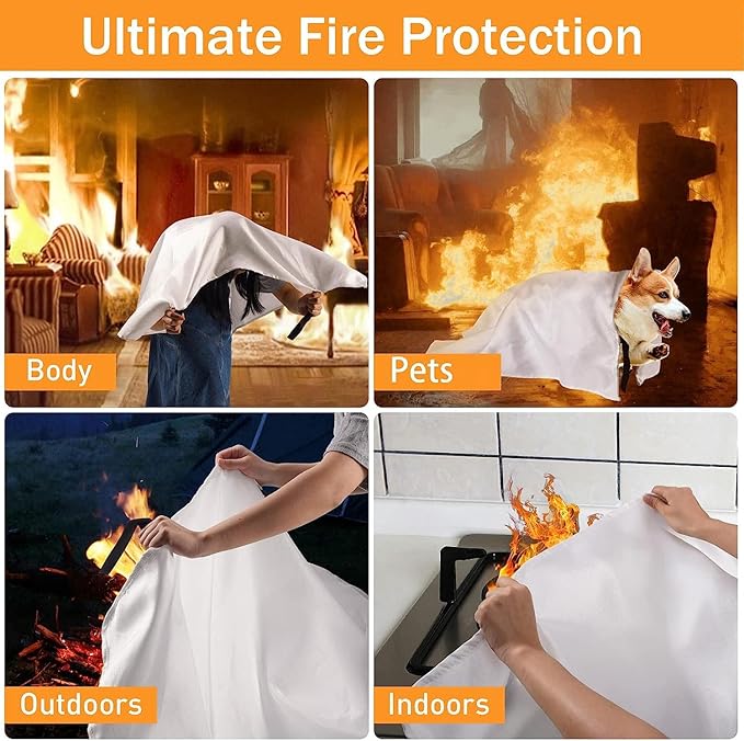 Mondoshop Emergency Fire Blankets for Home Kitchen Emergency Fire Blankets for Camping, Picnic, Fireplace, School, Grill, Car, Office, Warehouse