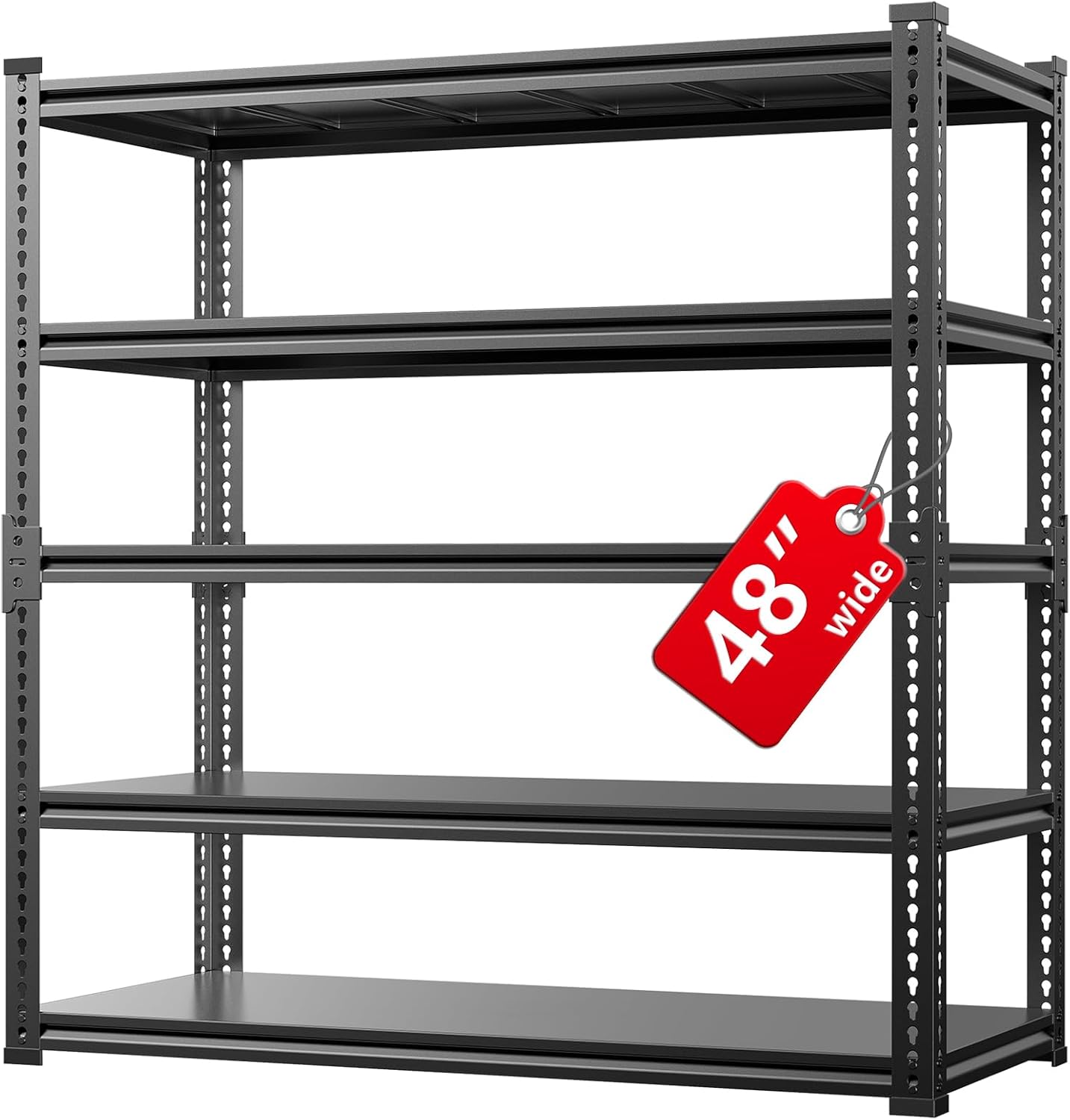 Garage Shelving, 48" Wide 5-Tier 3000lbs, Boltless Assembly, Adjustable Large Garage Storage Shelves, 48" W x 24" D x 72" H Heavy Duty Storage Rack