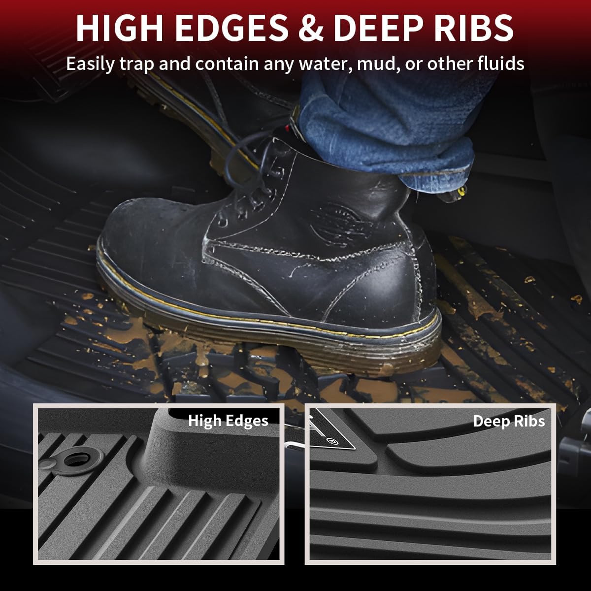LASFIT Floor Mats&Trunk Mats for Toyota Highlander 8 Seats 2020-2025 (Not for Hybrid), All Weather TPE Floor Liner & Cargo mats for Highlander，Front&Rear 4 Rows mats.
