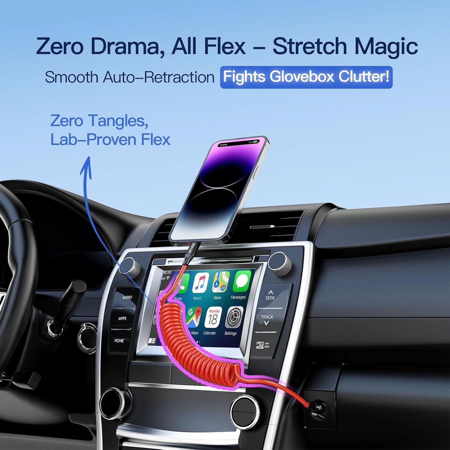 AGVEE 2 Pack 3ft Coiled Short USB-C to Lightning Charging Cable [MFI Certified] 30W PD Fast Charger Cord in Car for iPhone 14/13/12/11/XS/8/7/6/5 CarPlay, iPad, iPod, Red