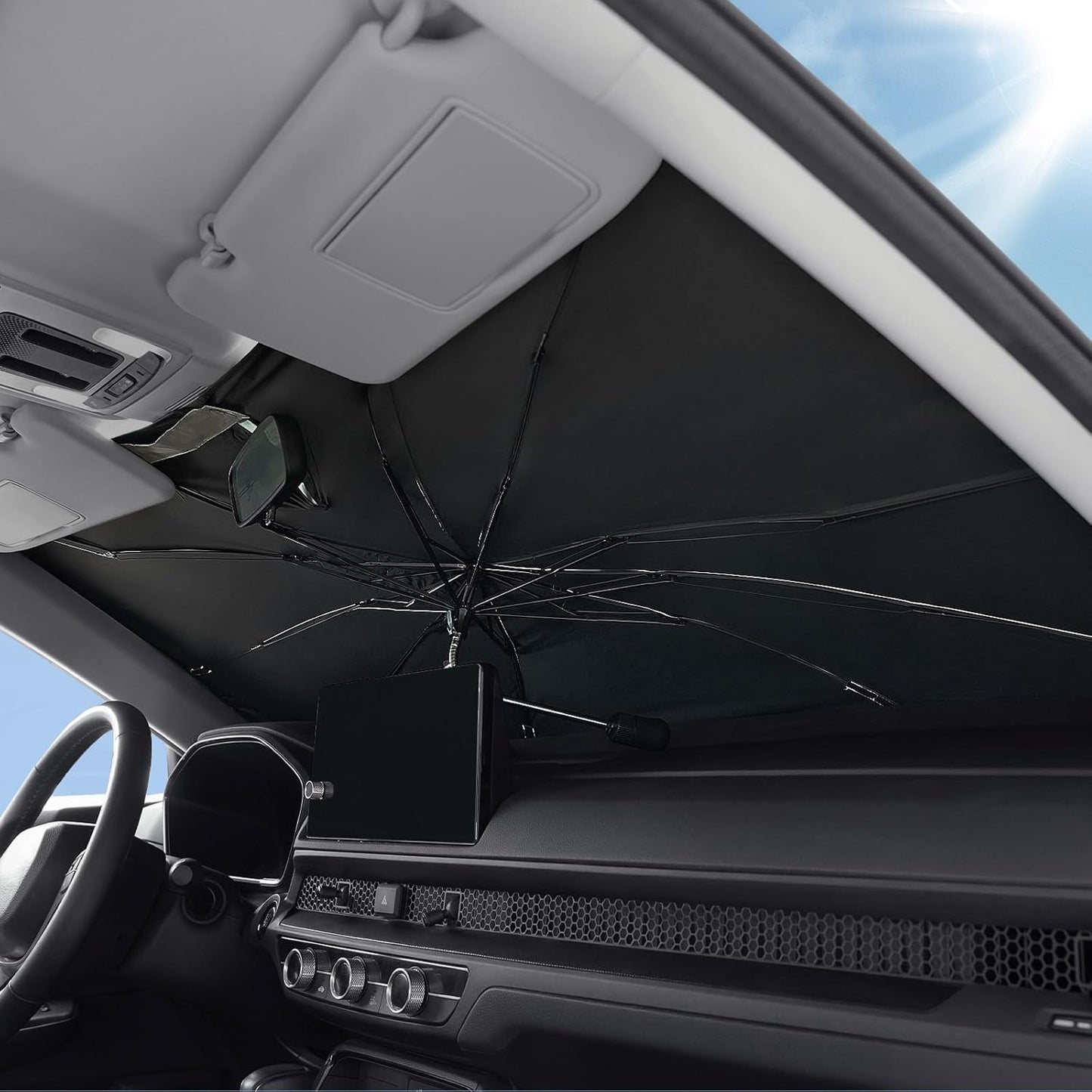 Custom Fit Windshield Sun Shade Umbrella for Honda HR‑V 2023‑2025 – Foldable Front Window Shield, Blocks UV Heat, Reduces Cabin Temp 20‑30 ℃, Easy‑Open Car Sunshade with Storage Bag