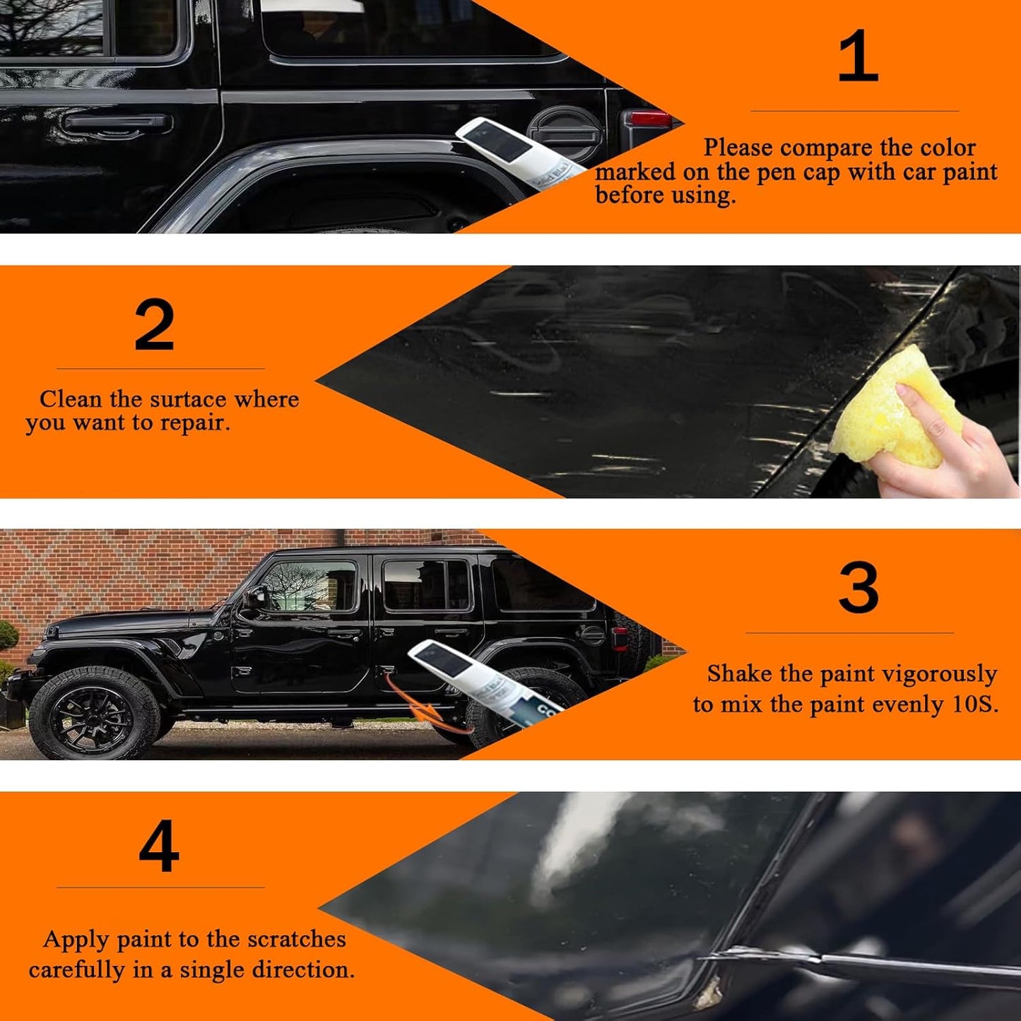 PXJ/KXJ Diamond Black Crystal Pearl Touch Up Paint for Jeep, Car Paint Pen Scratch Repair Two-In-One Touch Up Paint, Premium Car Scratch Remover for Deep Scratches
