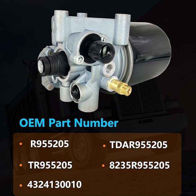 R955205 Air Dryer Assembly 12V with Desiccant Cartridge Kit Fit for Meritor Wabco System Saver 1200 Series Freightliners Peterbilt International Volvo Trucks