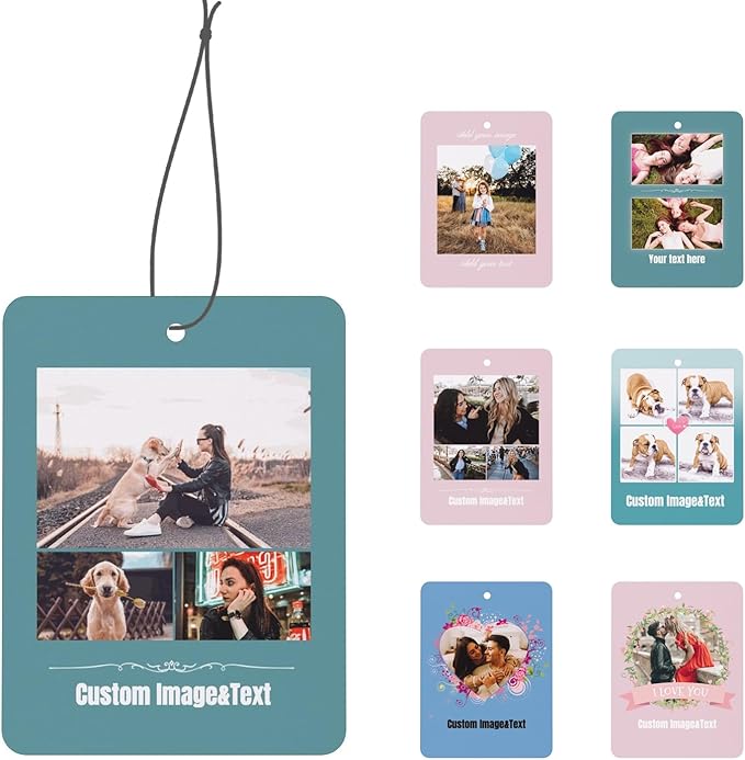 Custom Air Freshener for Car - Double Sided Printed Personalized with Picture Photo Text -Personalized gift for Valentine’s Day Birthday Christmas