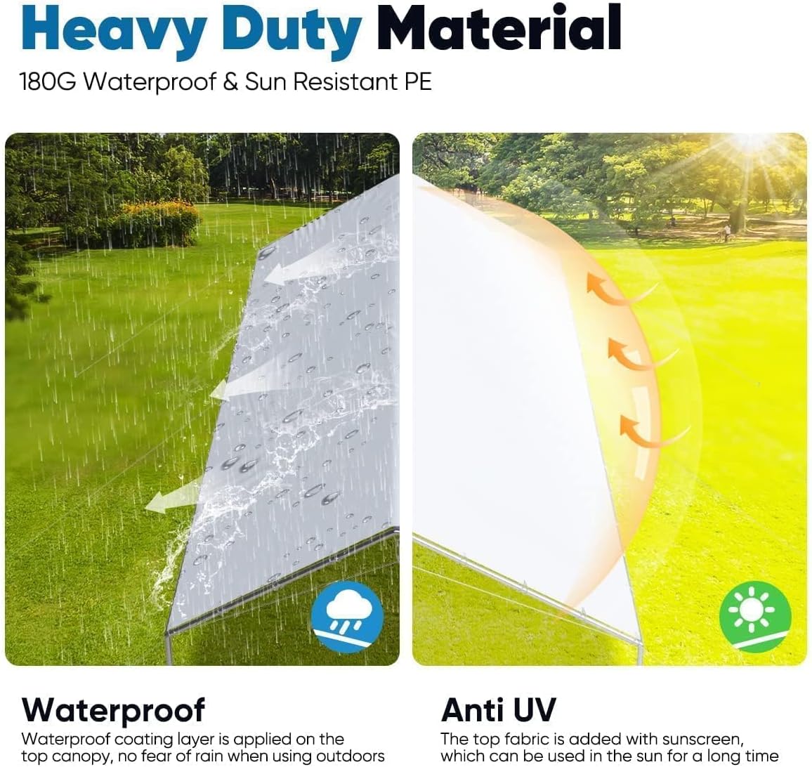 Quictent 10x20 ft Heavy Duty Car Canopy Galvanized Frame Carport Outdoor Party Tent Boat Shelter with 3 Reinforced Steel Cables - White