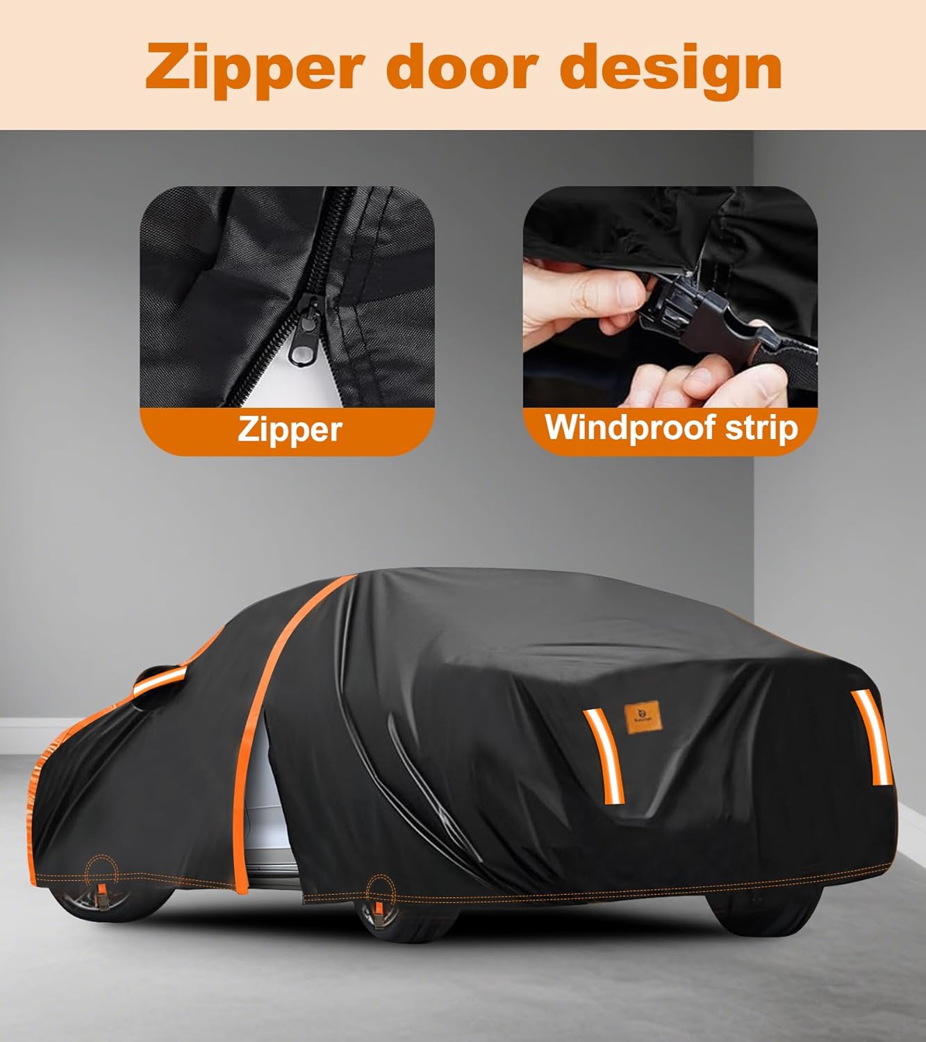 Car Cover Waterproof All Weather for Automobiles Winter Snowproof Rain UV Protection Heavy Duty Outdoor Sedan Car Cover & Car Snow Cover Universal Fit for Sedan Length Up to 188’’